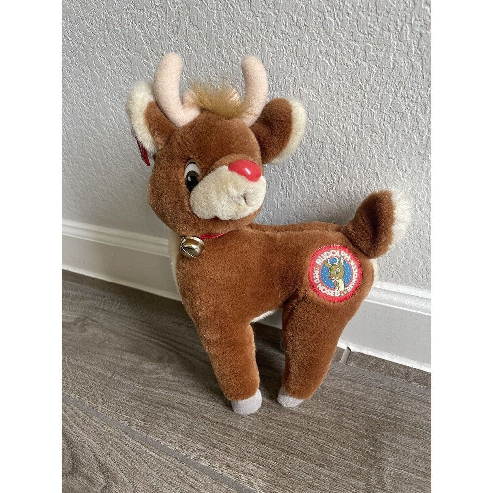 Vintage applause Rudolph Red Nose Reindeer With Original Ear Tag plush 12” EUC